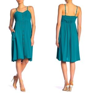 Good Luck Gem Dress Midi Button Tank Smock Teal XL